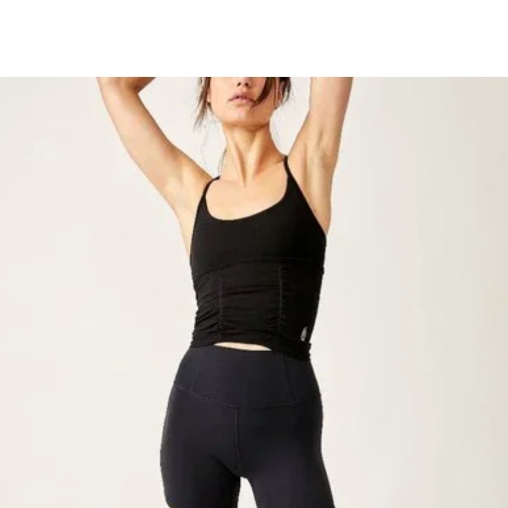 FP movement- Good Karma Ruched Crop Tank XS/Small. Black.